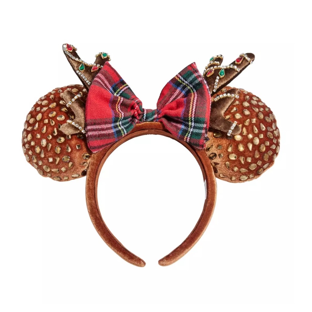 BaubleBar Reindeer Headband with Plaid Bow